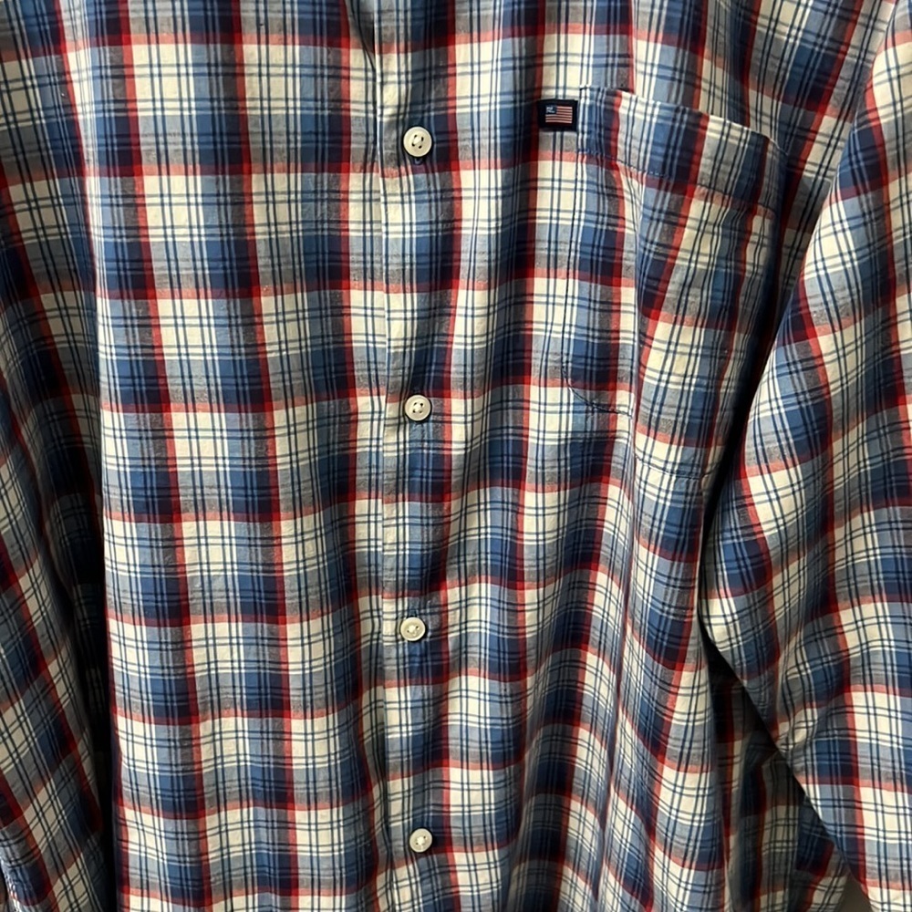 Ralph Lauren Jeans Co Mens Long Sleeve Shirt Blue White Red Plaid Size Large - Picture 3 of 8